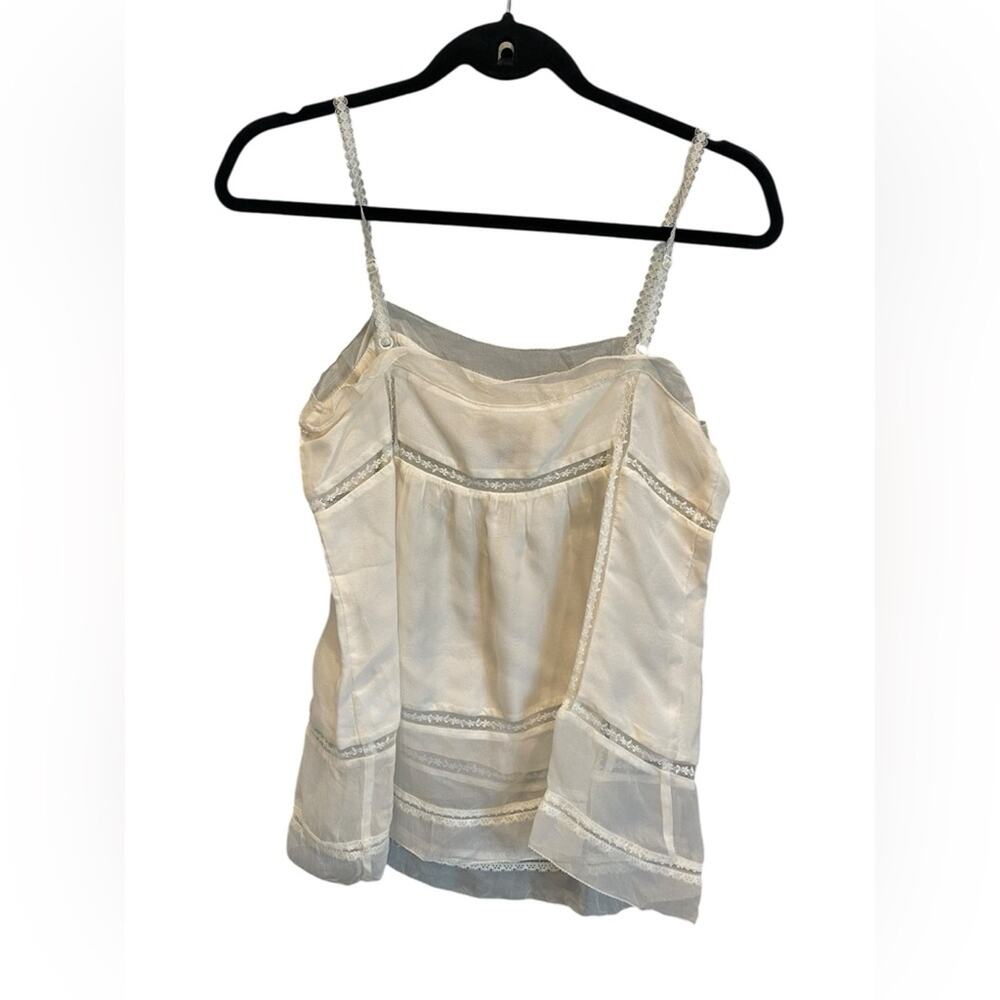 Iijin Silk Ivory Lace Sleeveless Cami Top Size:2